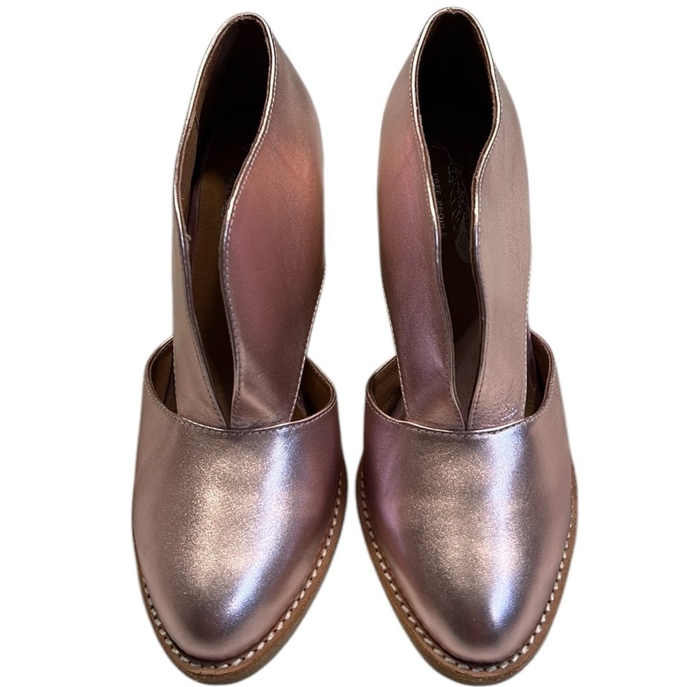 Jeffrey Campbell for Free People Deep V Cutout Leather Heeled Booties Sz-7